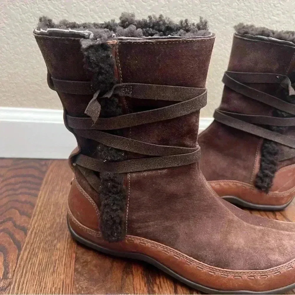 The North Face Isabel II Winter Boots Women’s Size 9 Brown Leather Side Zip